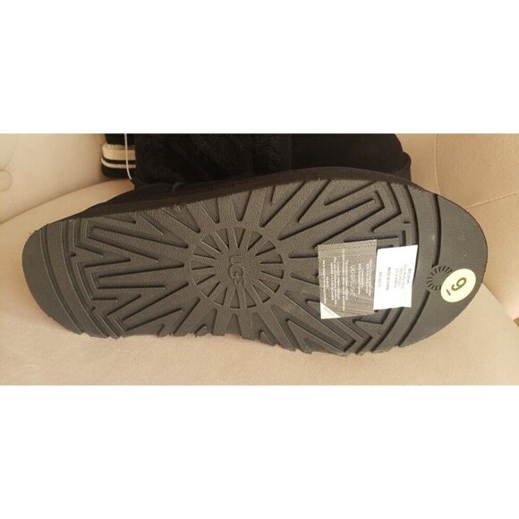 NEW UGG CLASSIC SWEATER LETTER KNIT SUEDE PLATFORM BOOTS BLACK SIZE US 9 - Picture 8 of 9